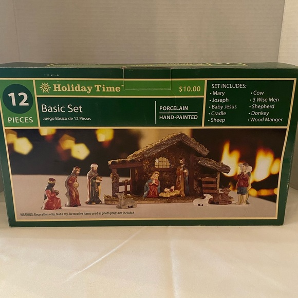 Vintage Holiday Time 12 pieces basic nativity set hand painted porcelain w/ box - Picture 3 of 10